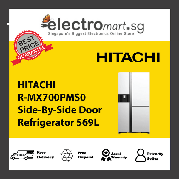 HITACHI R-MX700PMS0 Side-By-Side Door Refrigerator 569L