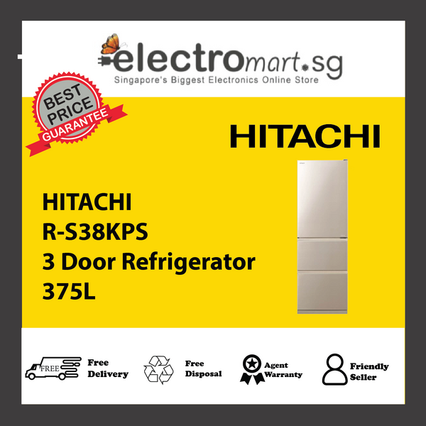 HITACHI R-S38KPS 3 Door Refrigerator 375L