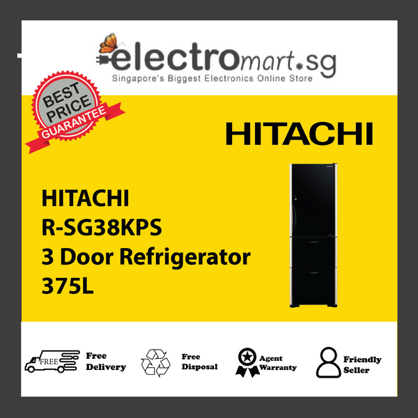 HITACHI R-SG38KPS 3 Door Refrigerator 375L