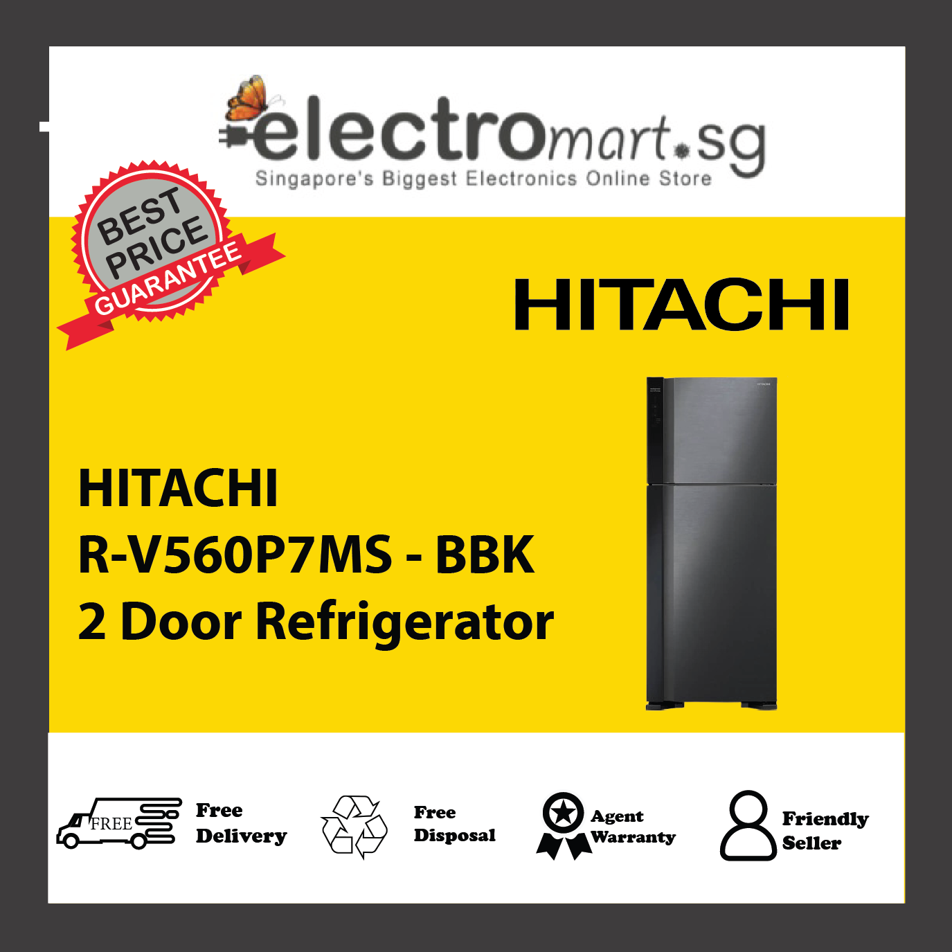 HITACHI R-V560P7MS - BBK 2 Door Refrigerator