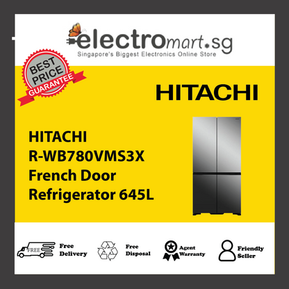 HITACHI R-WB780VMS3X French Door Refrigerator 645L