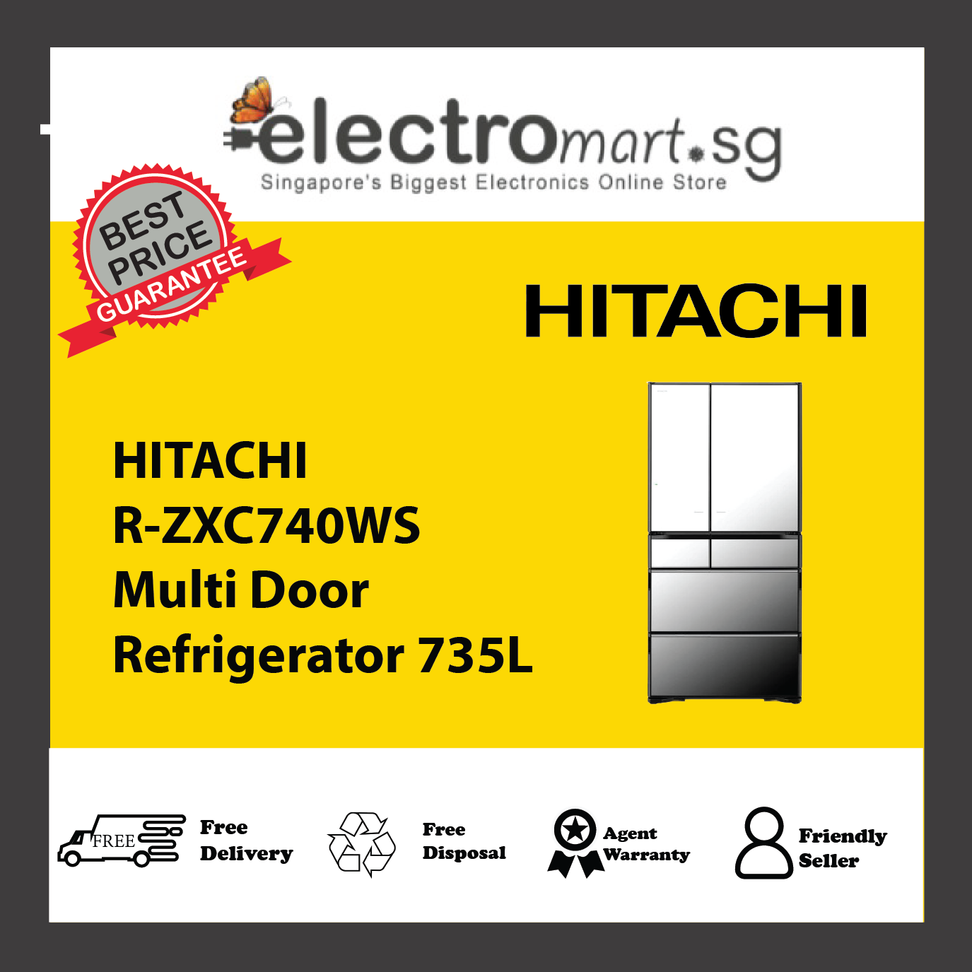 HITACHI R-ZXC740WS Multi Door Refrigerator 735L