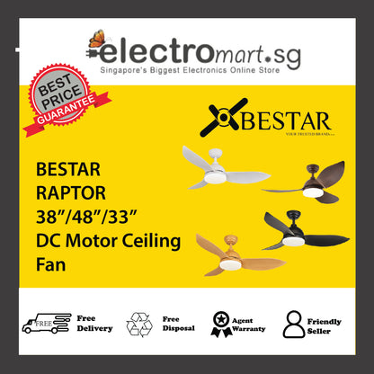 BESTAR RAPTOR 38”/48”/33”  DC Motor Ceiling  Fan