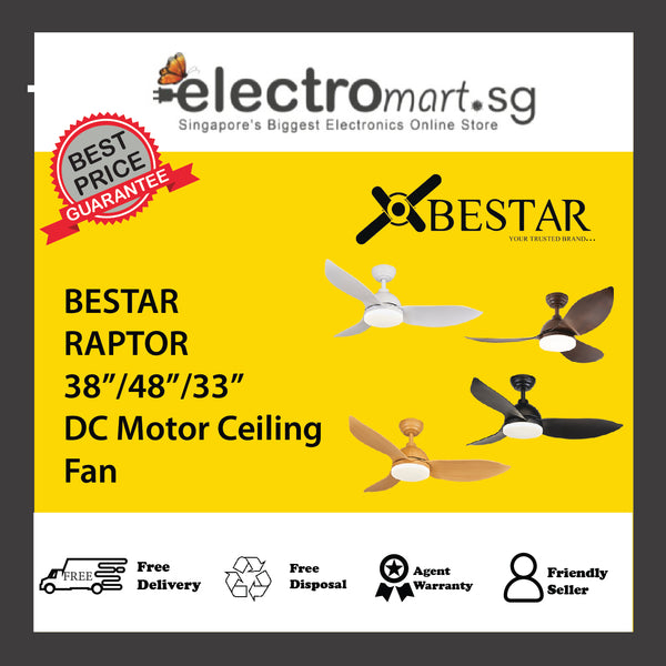 BESTAR RAPTOR 38”/48”/33”  DC Motor Ceiling  Fan