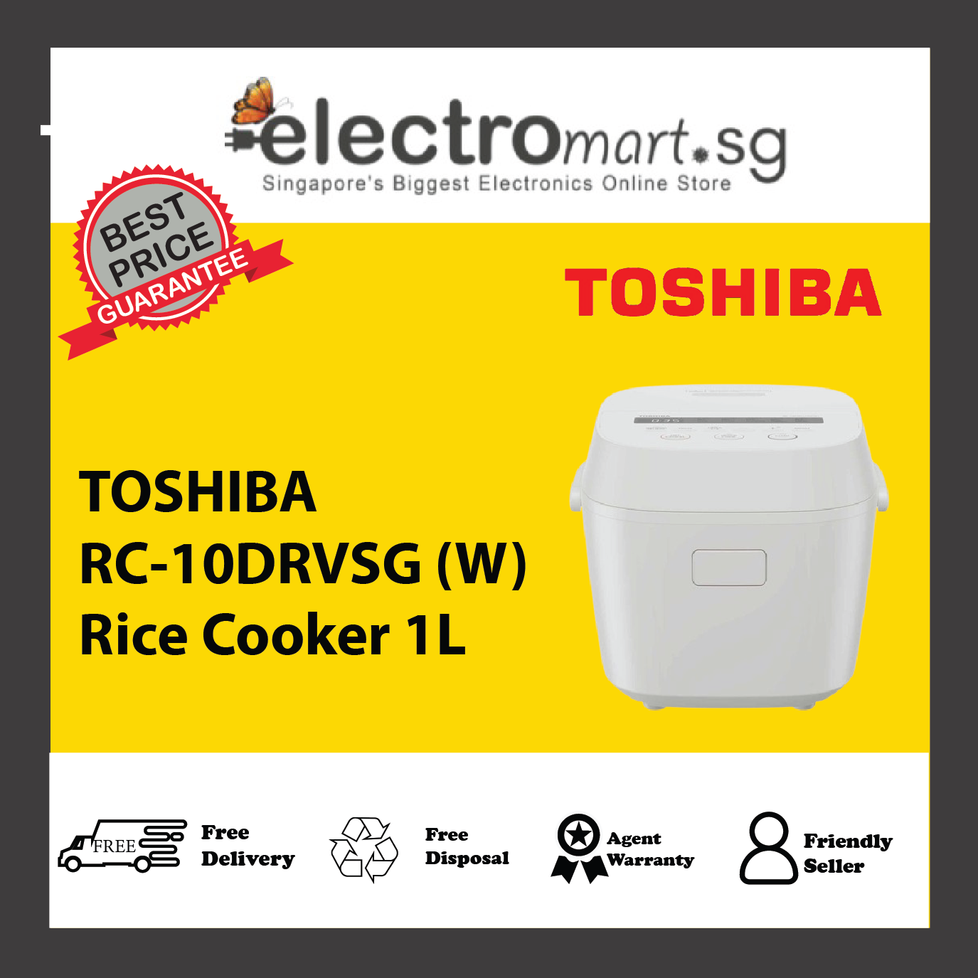 TOSHIBA RC-10DRVSG (W) Rice Cooker 1L