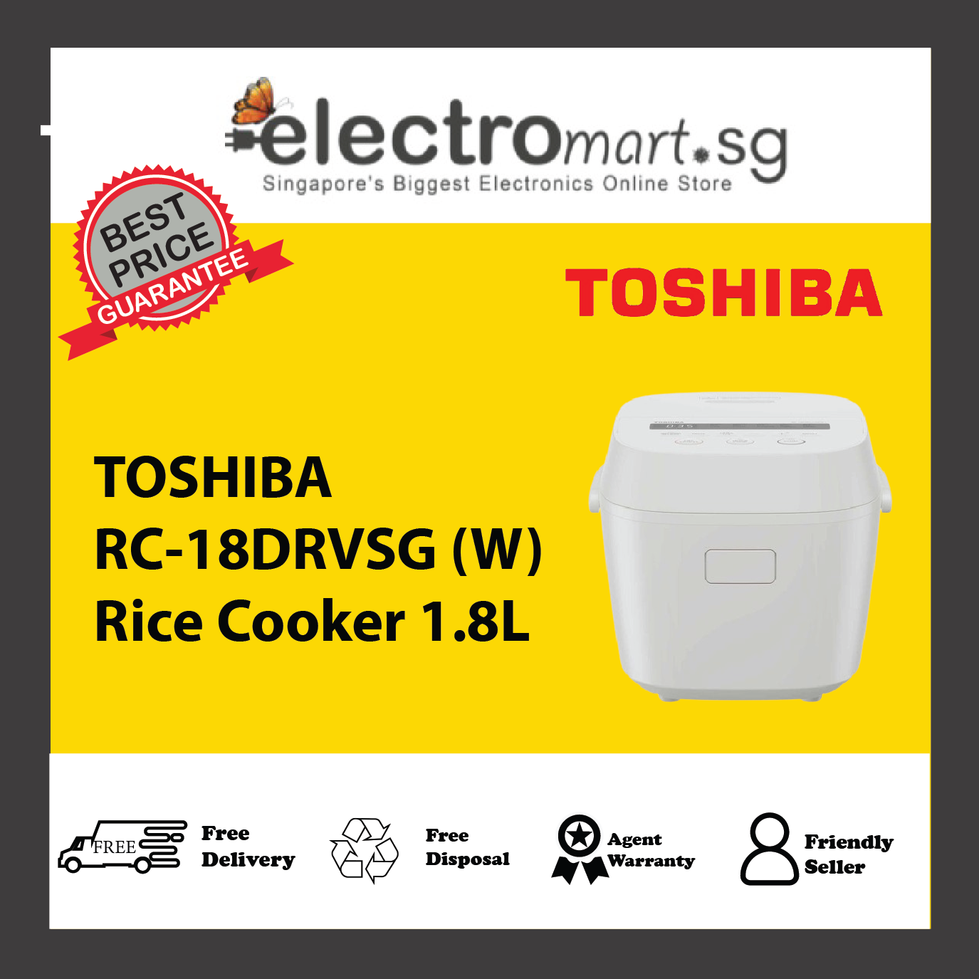 TOSHIBA RC-18DRVSG (W) Rice Cooker 1.8L