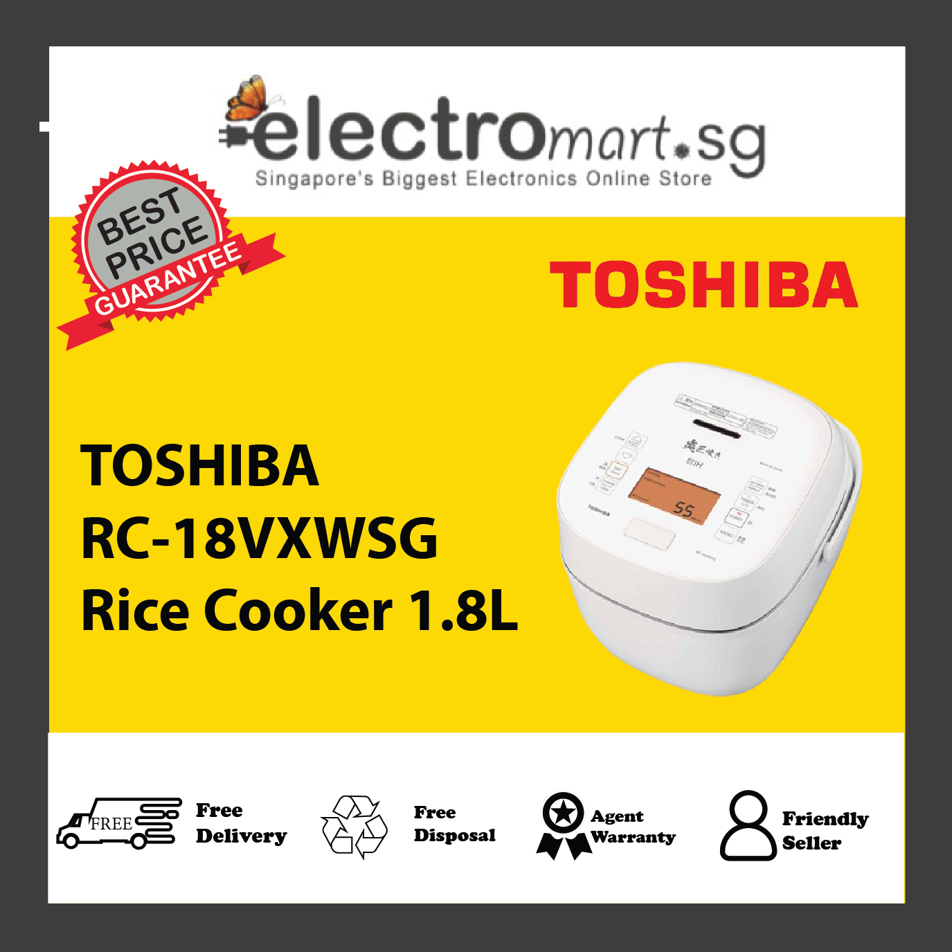 TOSHIBA RC-18VXWSG Rice Cooker 1.8L