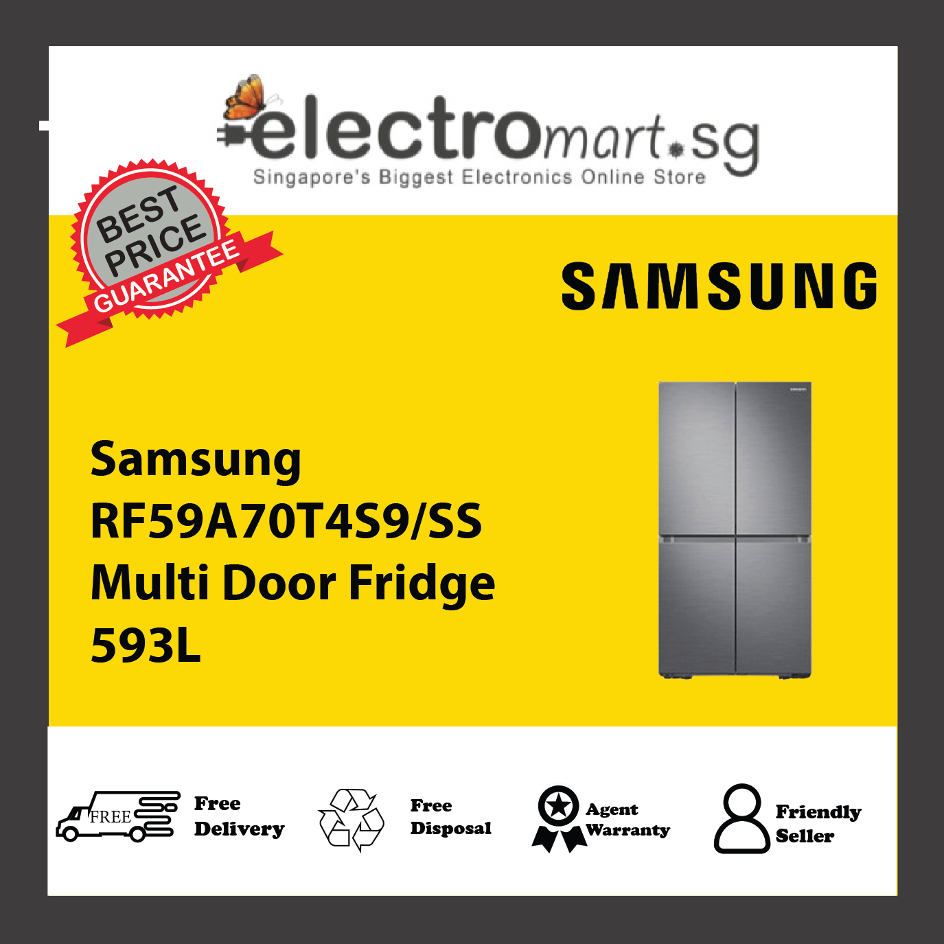 Samsung RF59A70T4S9/SS Multi Door Fridge 593L