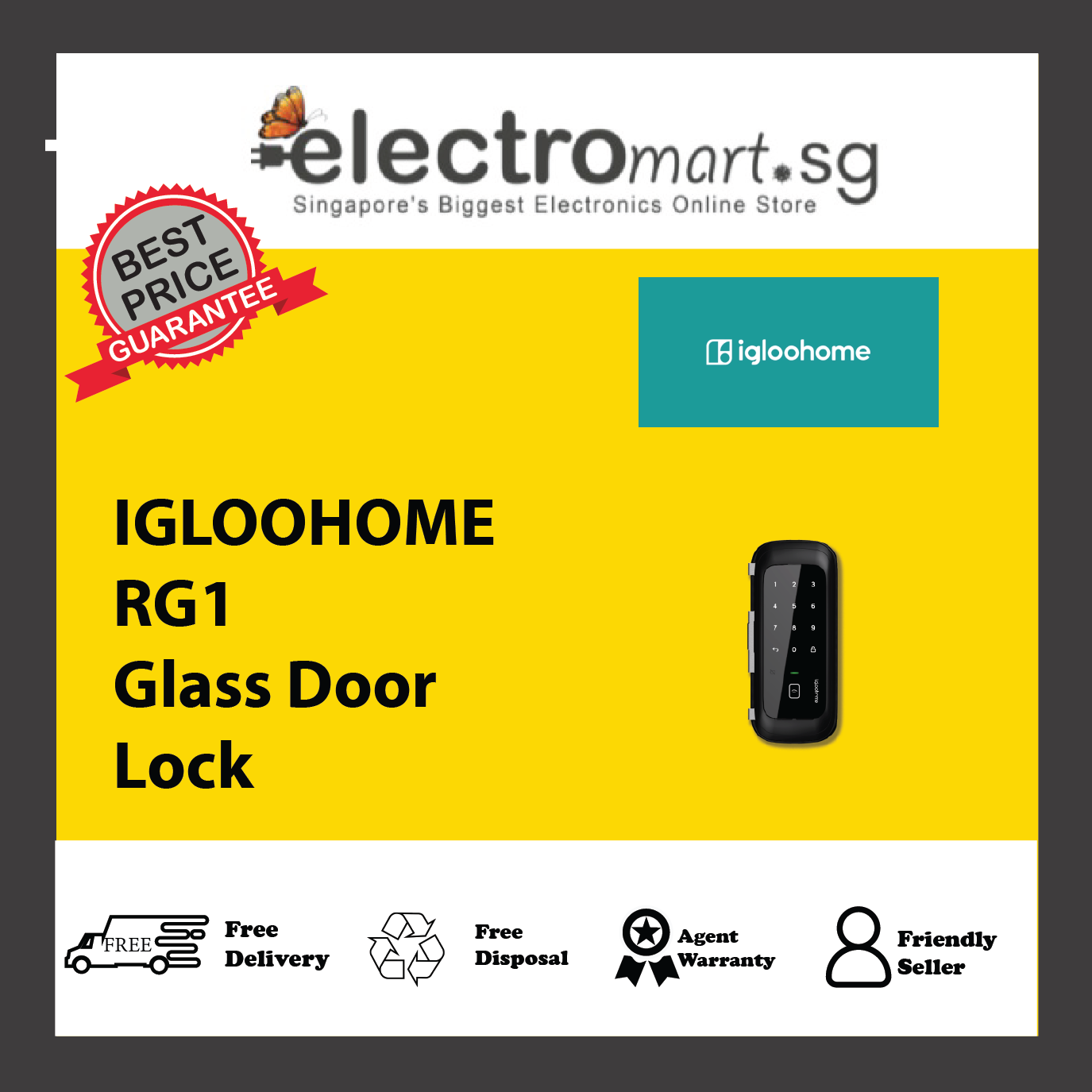 IGLOOHOME RG1 Glass Door Lock