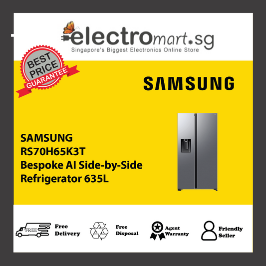 SAMSUNG RS70H65K3T Bespoke AI Side-by-Side Refrigerator 635L