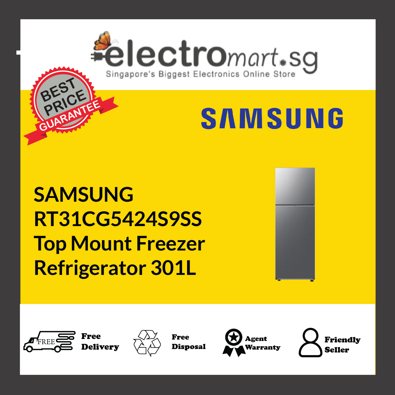 Samsung RT31CG5424S9SS Top Mounted Freezer 301L