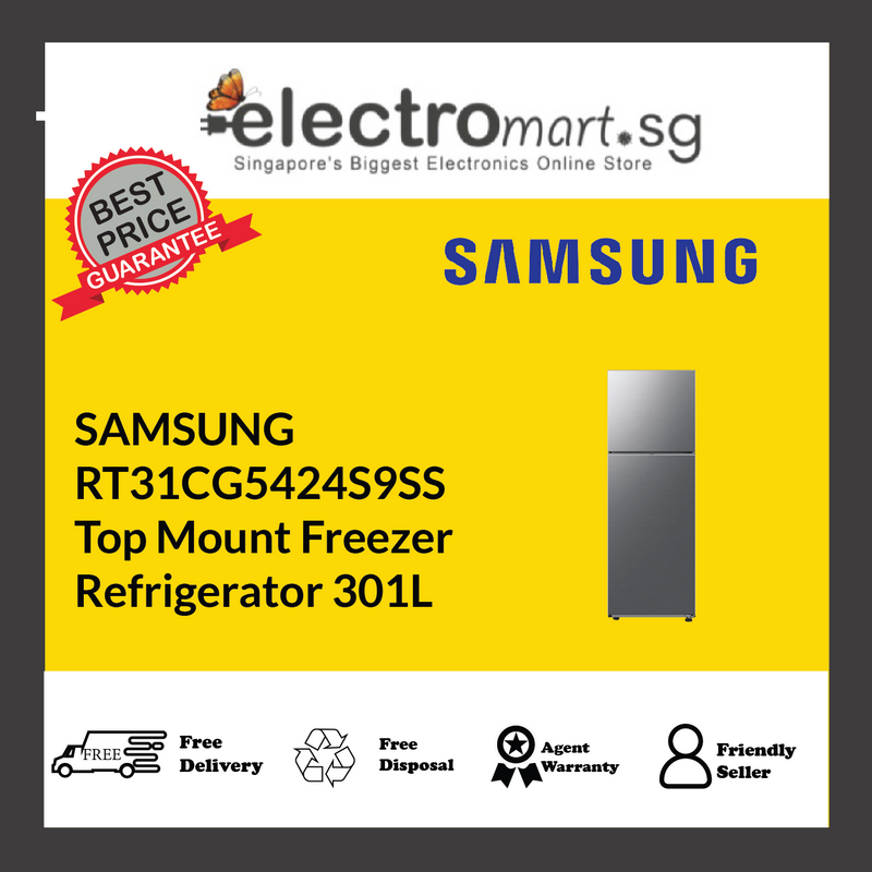 SAMSUNG  RT31CG5424S9SS Top Mount Freezer  Refrigerator 301L