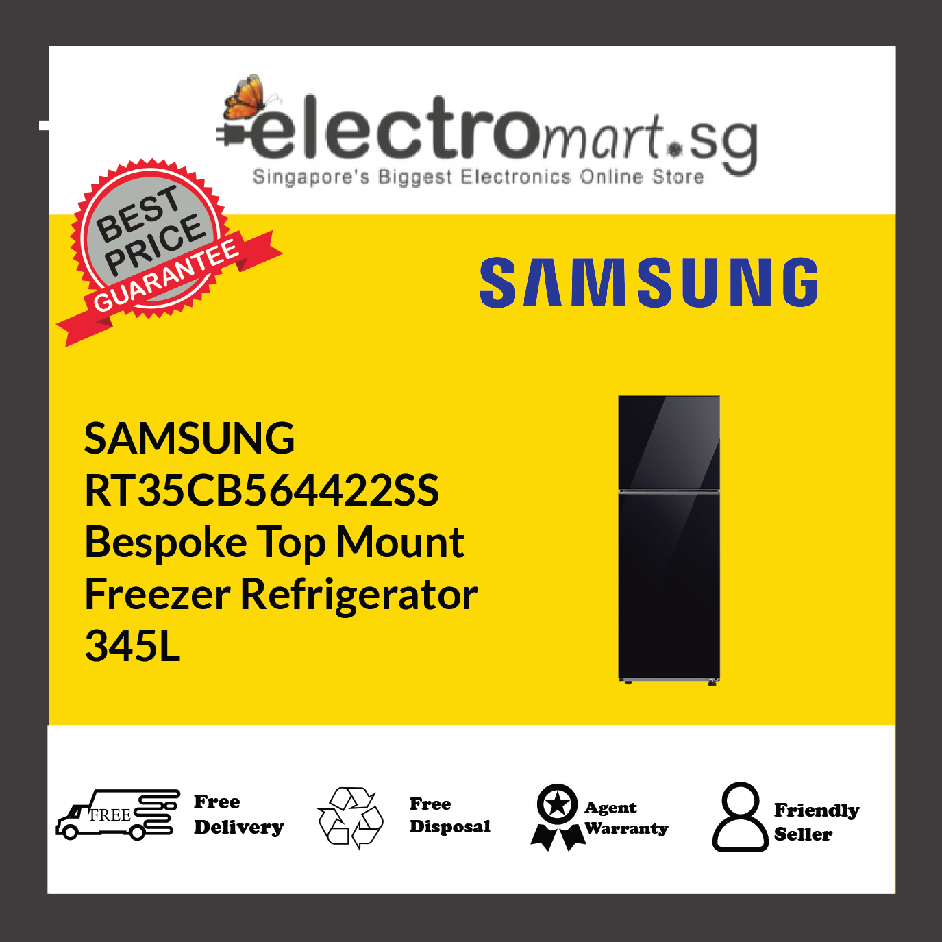 SAMSUNG RT35CB564422SS Top Mount  Freezer Refrigerator 345L