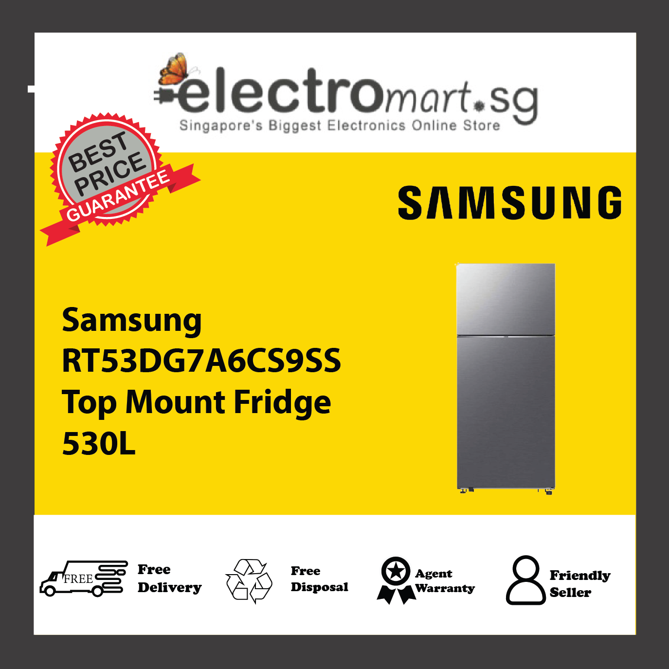 Samsung RT53DG7A6CS9SS Top Mount Fridge 530L