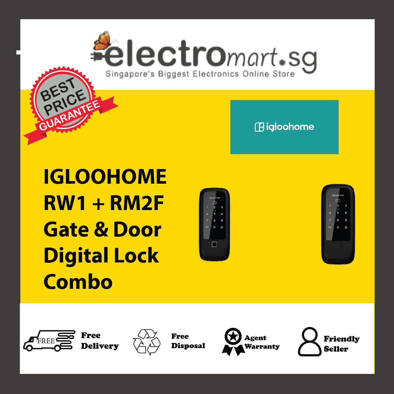 IGLOOHOME RW1 + RM2F Gate & Door Digital Lock Combo