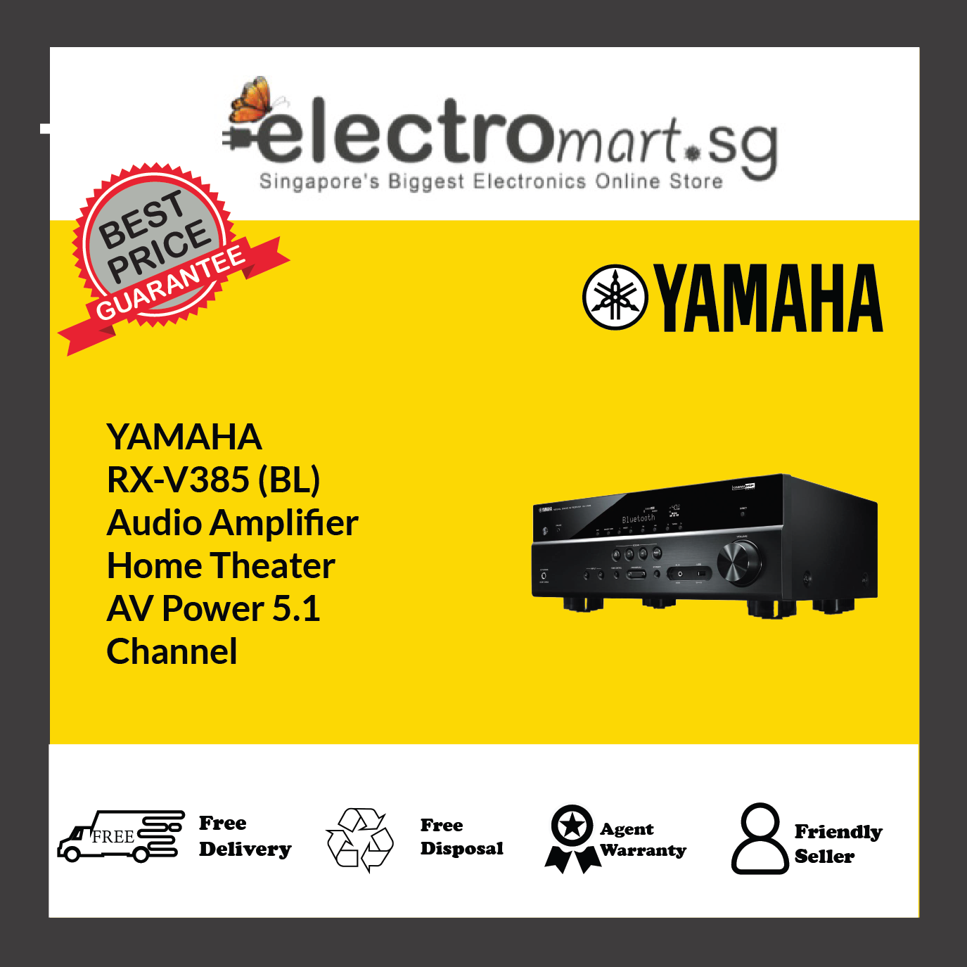 YAMAHA RX-V385 (BL) Audio Amplifier  Home Theater  AV Power 5.1  Channel