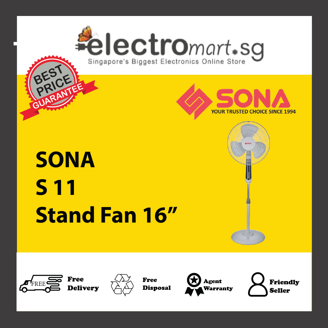 SONA S11 STAND FAN 16"