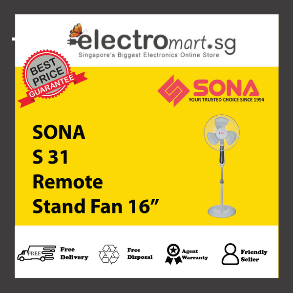 SONA S31 REMOTE STAND FAN 16"
