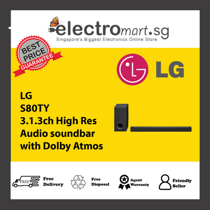 LG S80TY 3.1.3ch High Res Audio soundbar with Dolby Atmos