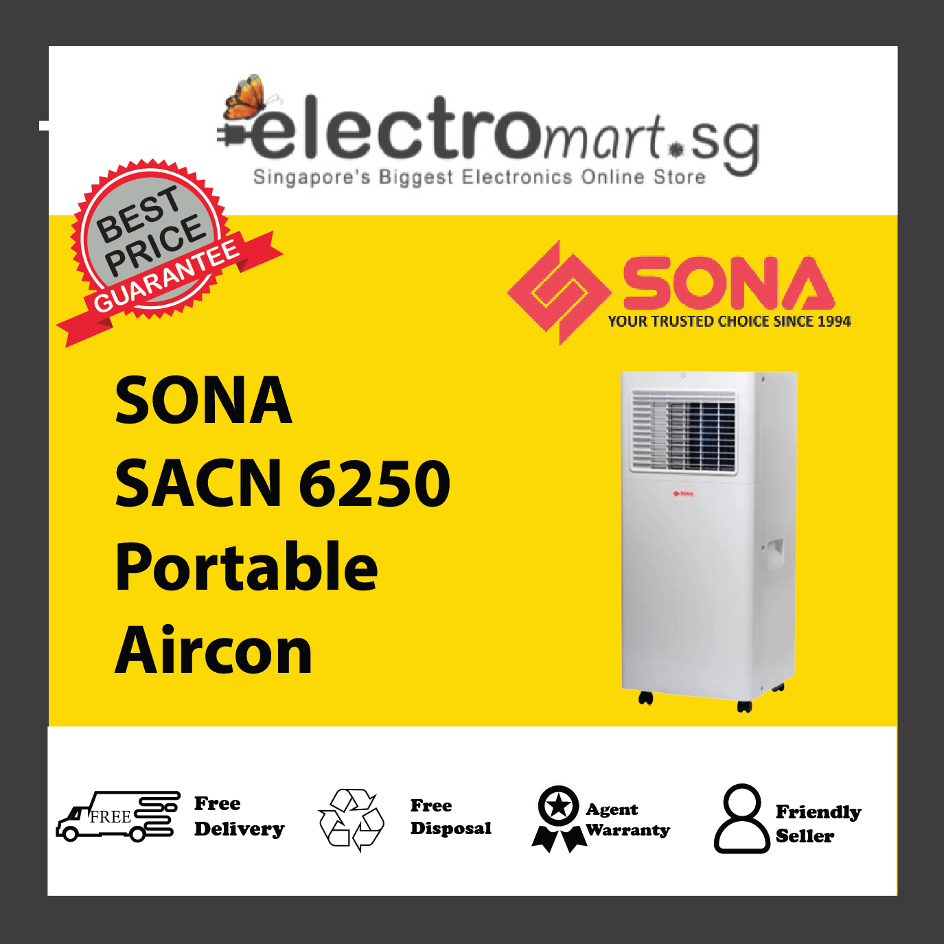 Sacn Computer SONA SACN 6250 Portable Aircon – Electromart.sg Pte Ltd