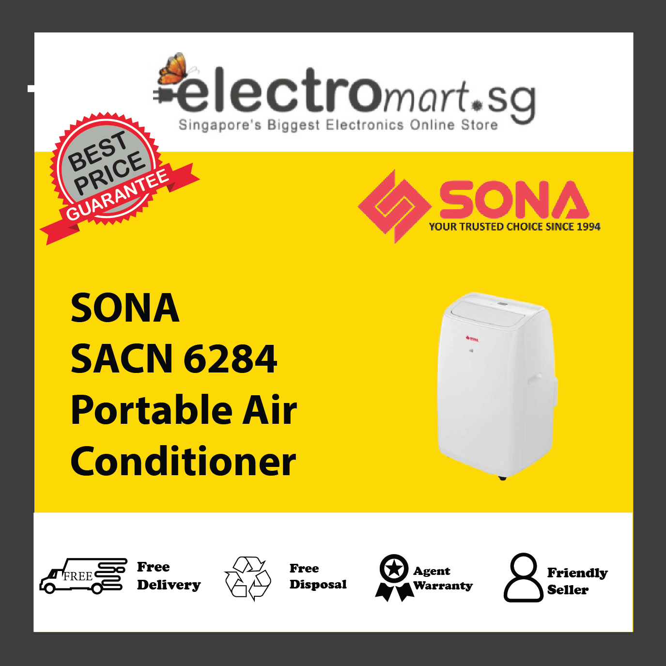 SONA SACN 6284 Portable Air Conditioner 14k BTU