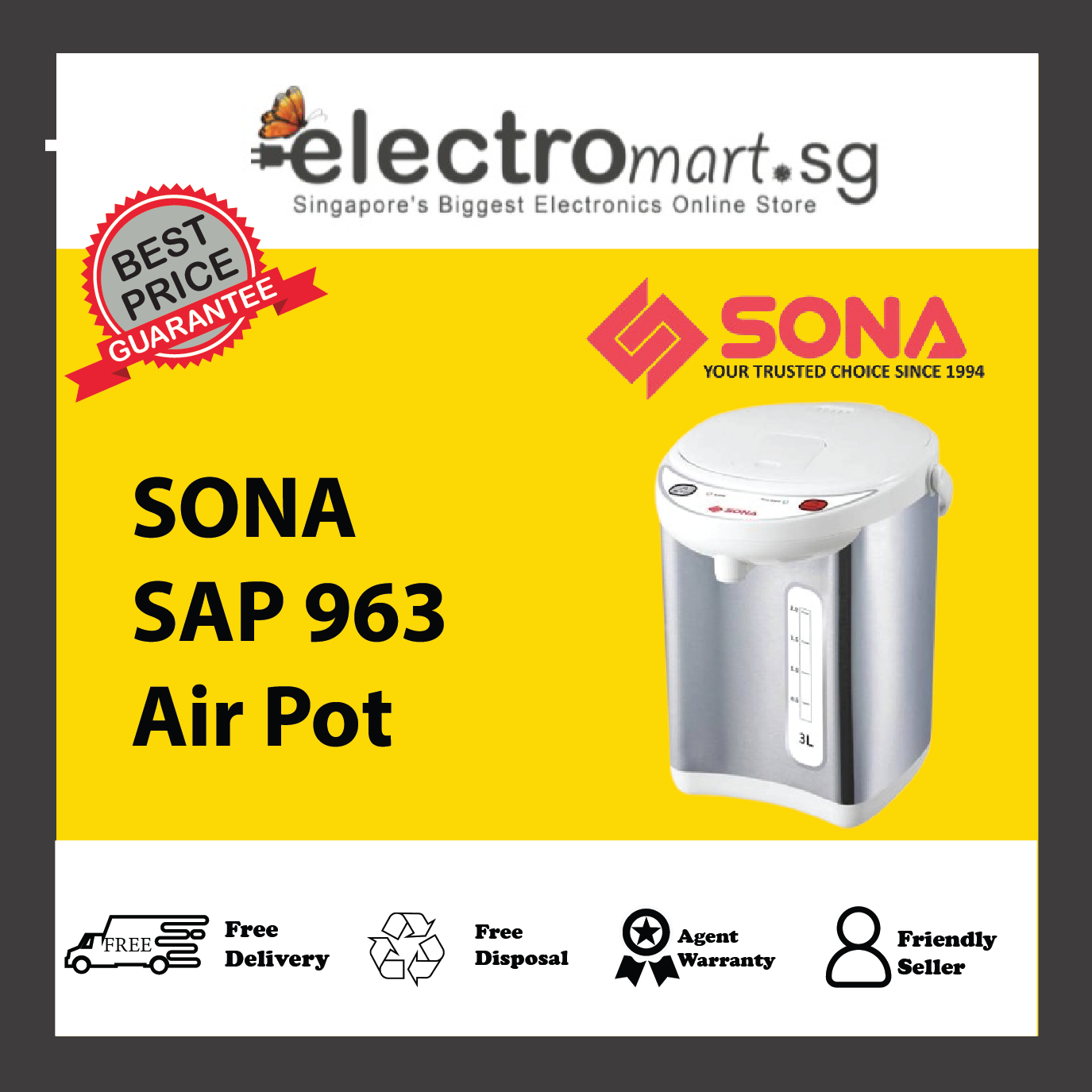 SONA SAP 963 Electric Air Pot 3L