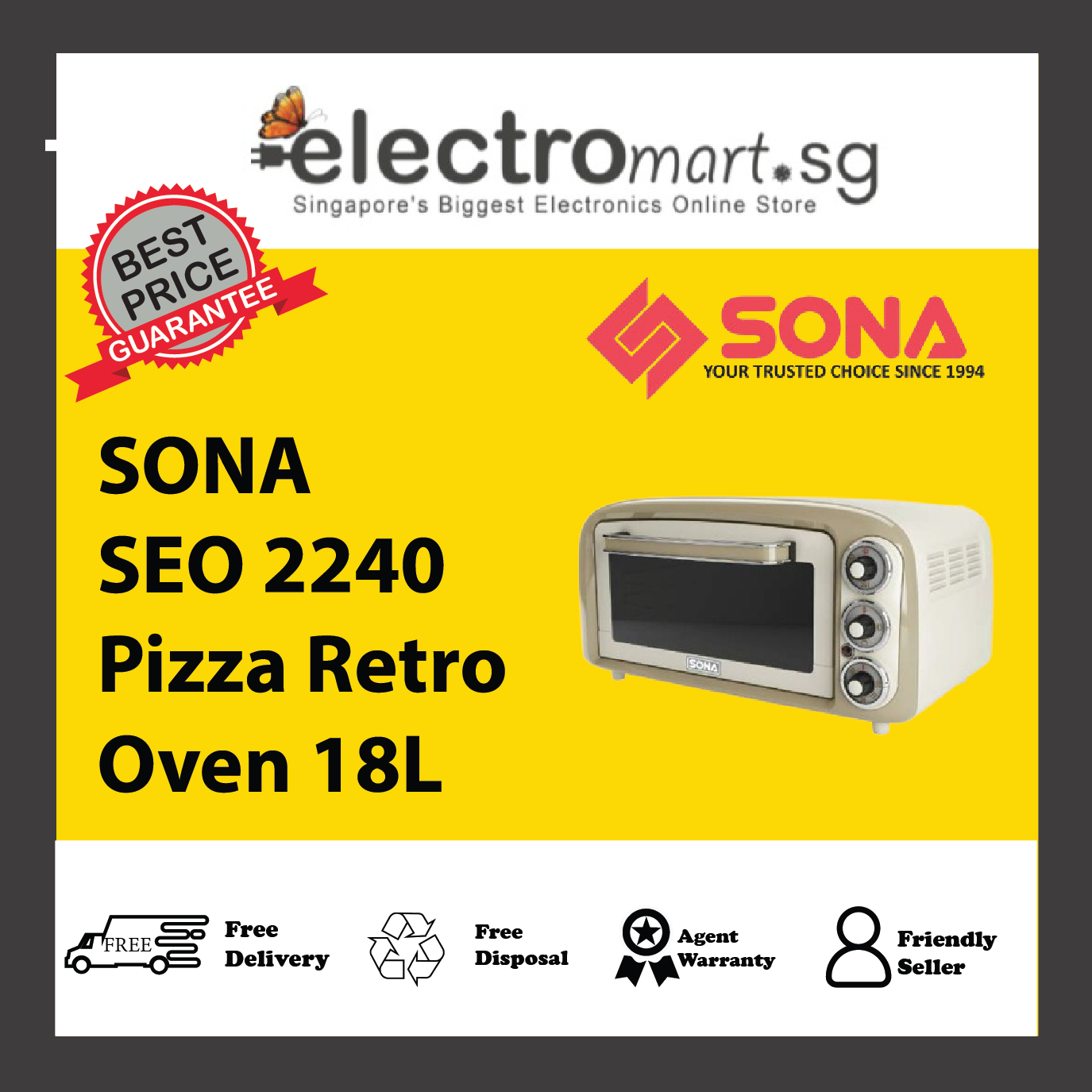 SONA SEO 2240 Pizza Retro Oven 18L