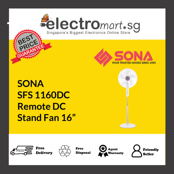 SOAN SFS 1160DC Remote DC Stand Fan 16"