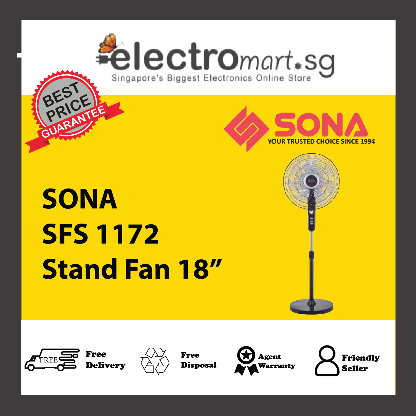 SONA SFS 1172 18IN STAND FAN