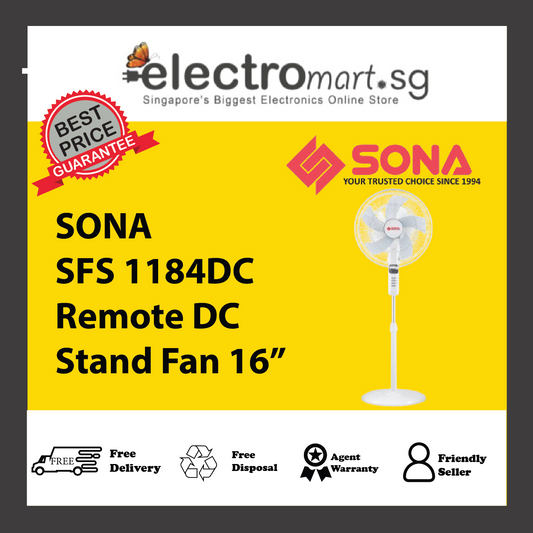 SONA SFS 1184DC Remote DC Stand Fan 16”