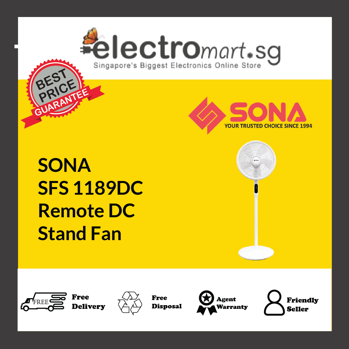 SONA SFS 1189DC 3 -In-1 Remote DC Stand Fan