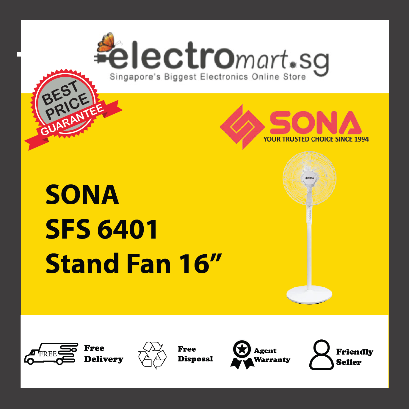 SONA SFS 6401 3 -IN-1 STAND FAN 16"