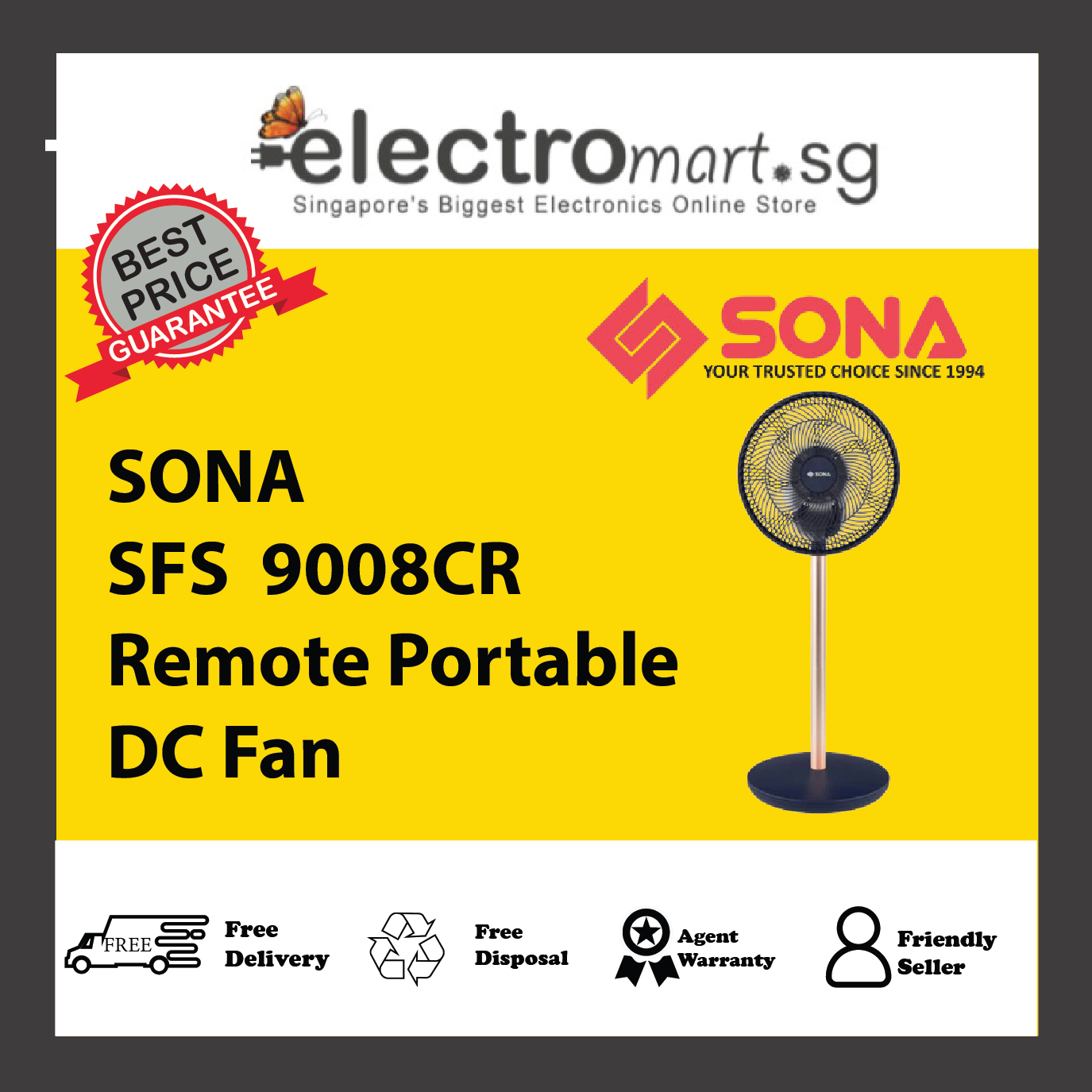 SONA SFS  9008CR 3 -In-1 Remote Portable DC 12"