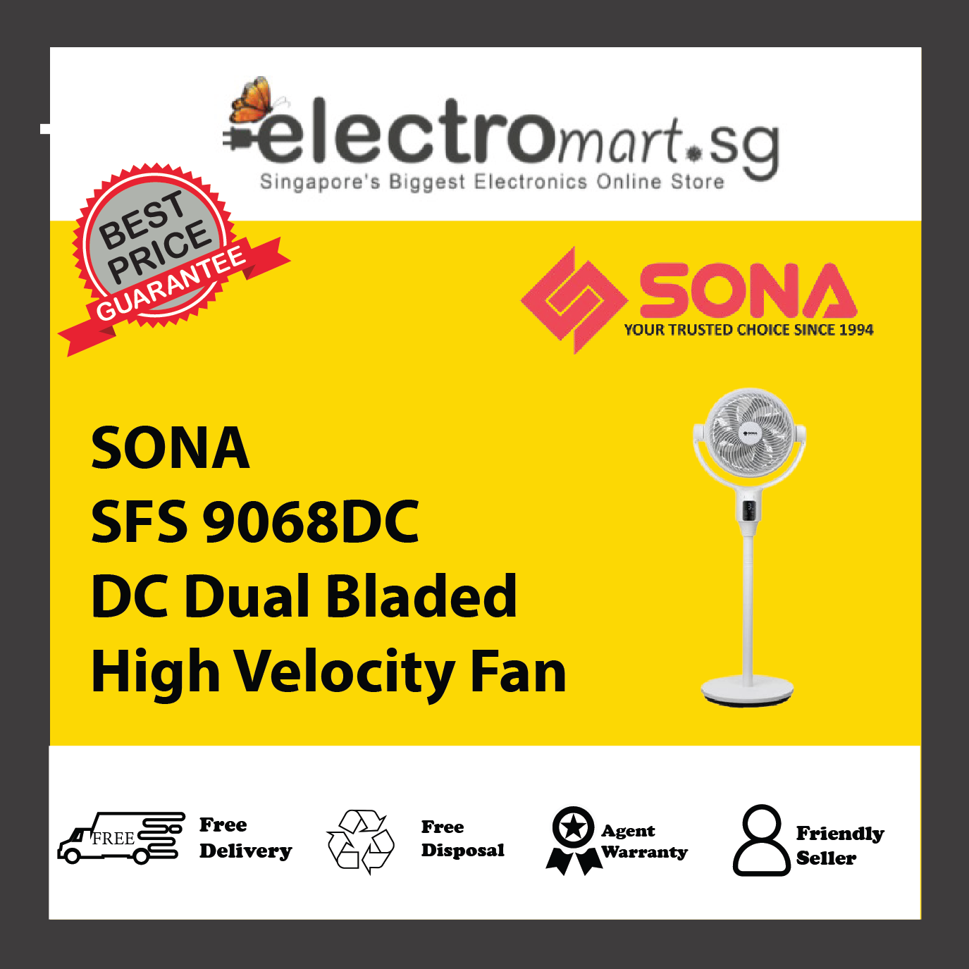 SONA SFS 9068DC DC Dual Bladed High Velocity Fan