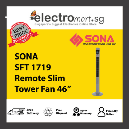 SONA SFT 1719 Remote Slim Tower Fan 46”