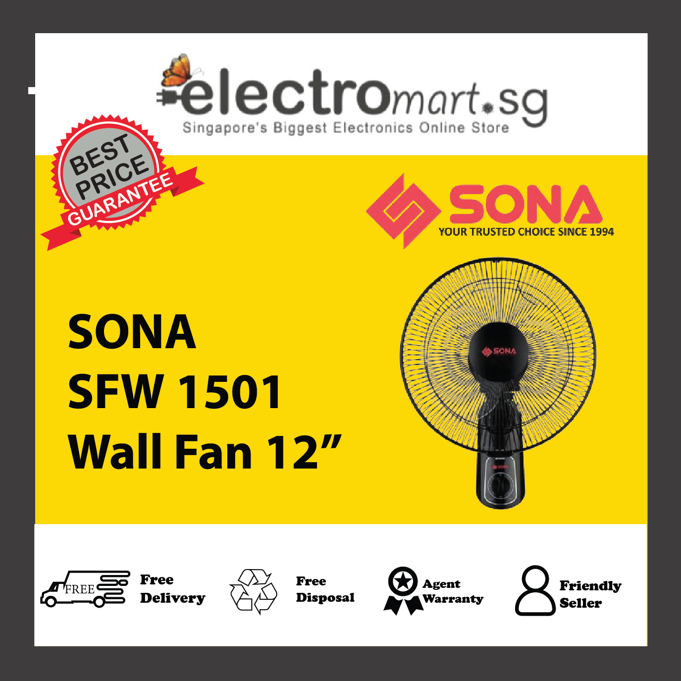 SONA SFW 1501 Wall Fan 12”
