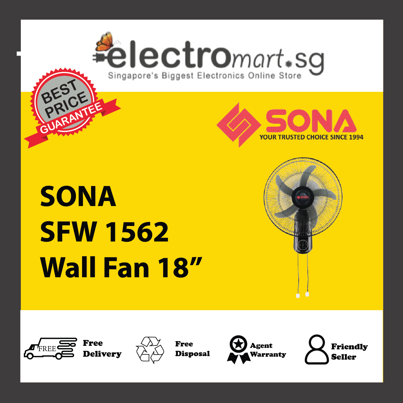 SONA SFW 1562 Wall Fan 18"