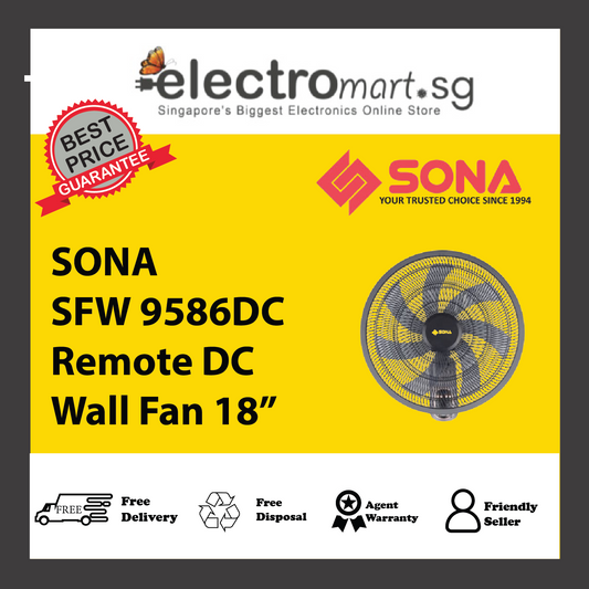 SONA SFW 9586DC Remote DC Wall Fan 18”