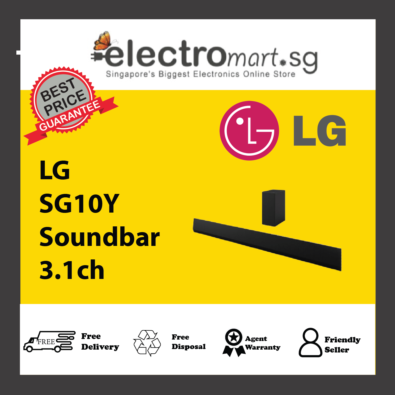LG SG10Y Soundbar 3.1ch Dolby Atmos, AI Room Calibration Pro