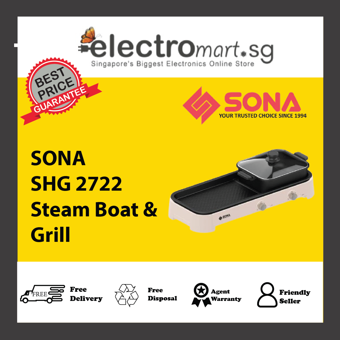 SONA SHG 2722 “Yuan Yang”  Steam Boat  & Grill