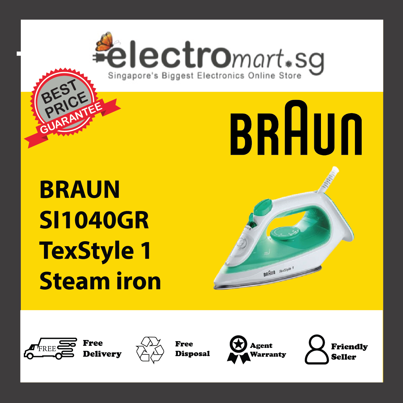 BRAUN SI1040GR TexStyle 1 Steam iron