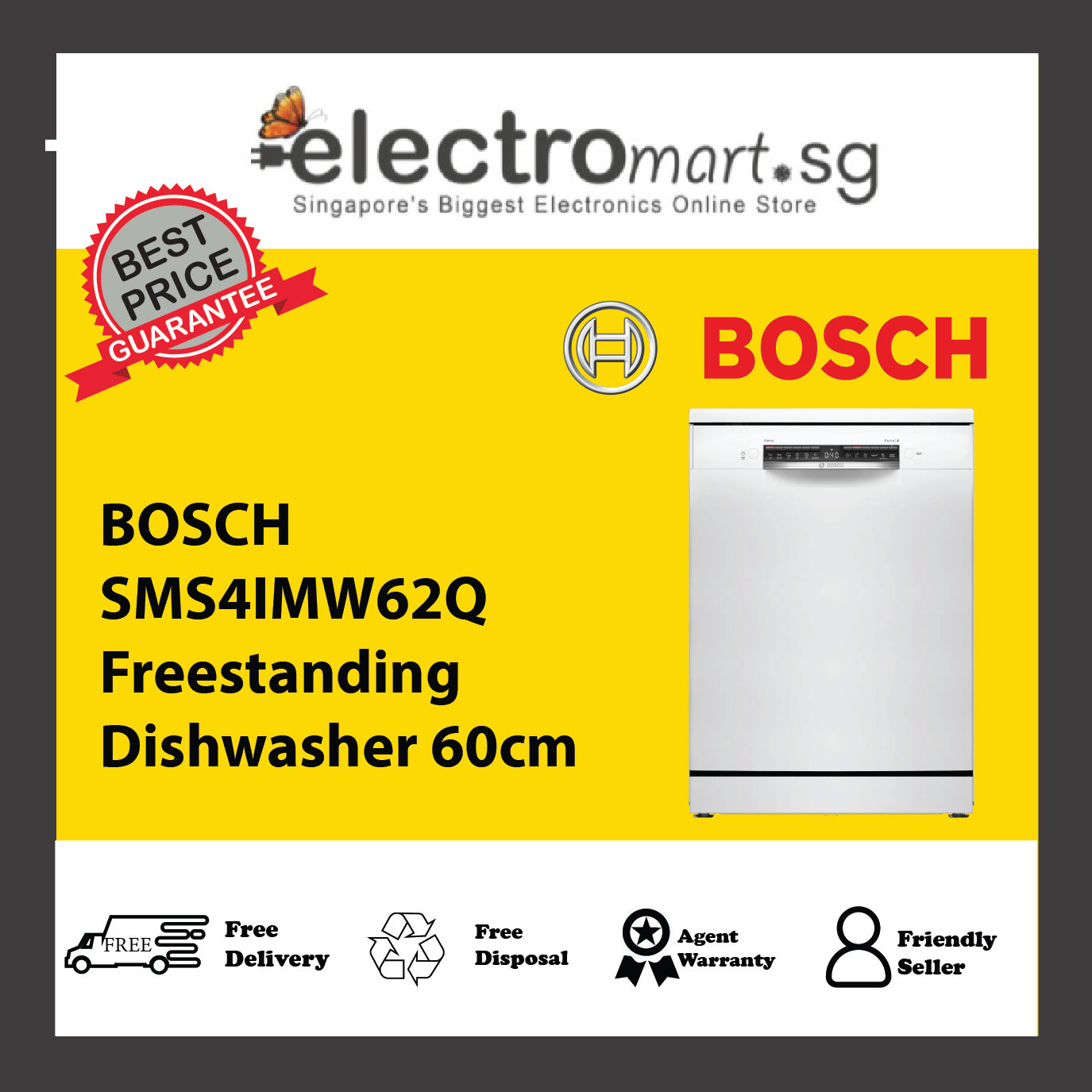 BOSCH SMS4IMW62Q Freestanding Dishwasher 60cm