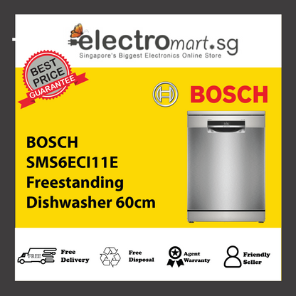 BOSCH SMS6ECI11E Series 6 Freestanding Dishwasher 60cm Brushed steel anti-fingerprint