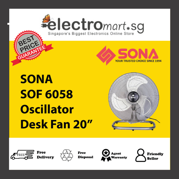 SONA SOF 6058 Oscillator Desk Fan 20”
