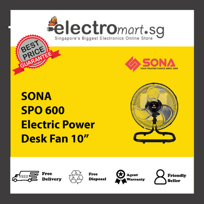 SONA SPO 600 Electric Power Desk Fan 10”