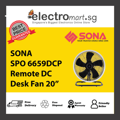 SONA SPO 6659DCP Remote DC Desk Fan 20”