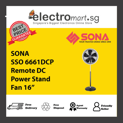 SONA SSO 6661DCP Remote DC Power Stand Fan 16”