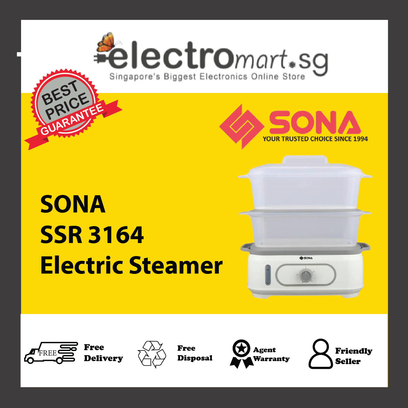 SONA SSR 3164 Electric Steamer 20L