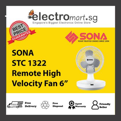 SONA STC 1322 Remote High Velocity Fan 6”