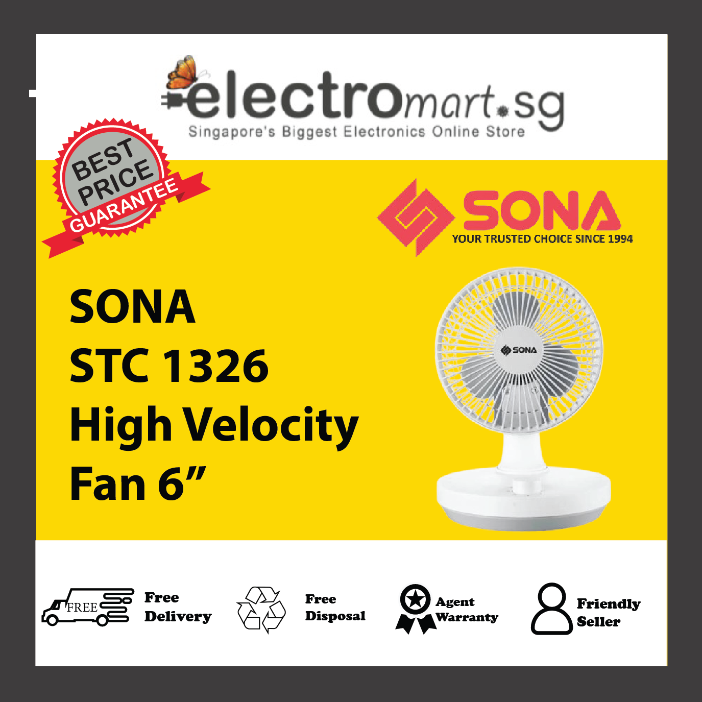 SONA STC 1326 High Velocity Fan 6”